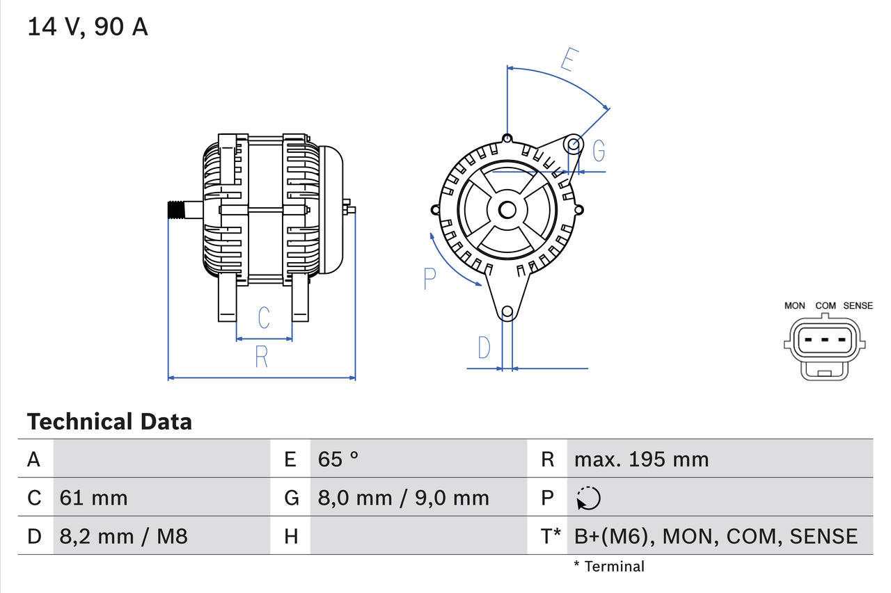 Generator / alternator 0 986 044 651 BOSCH