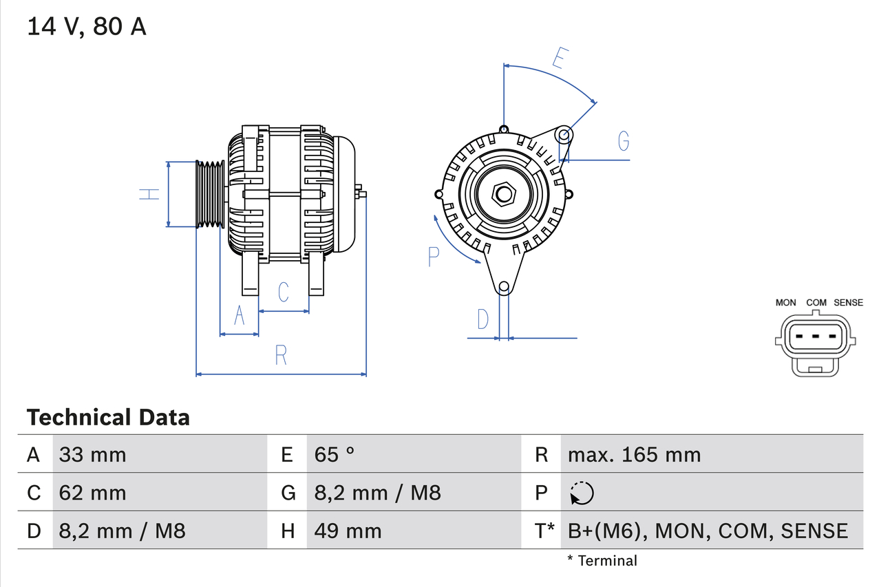 Generator / alternator 0 986 044 671 BOSCH