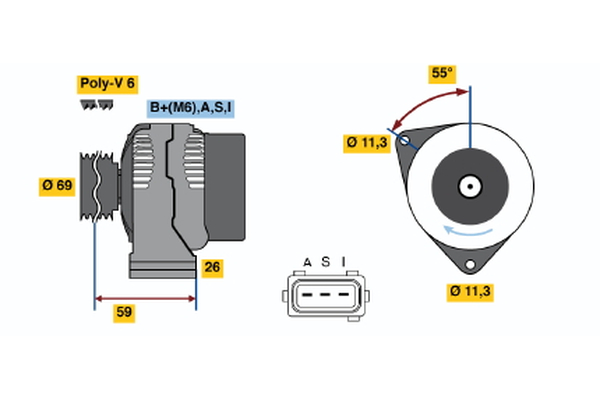 Generator / Alternator 0 986 044 691 BOSCH