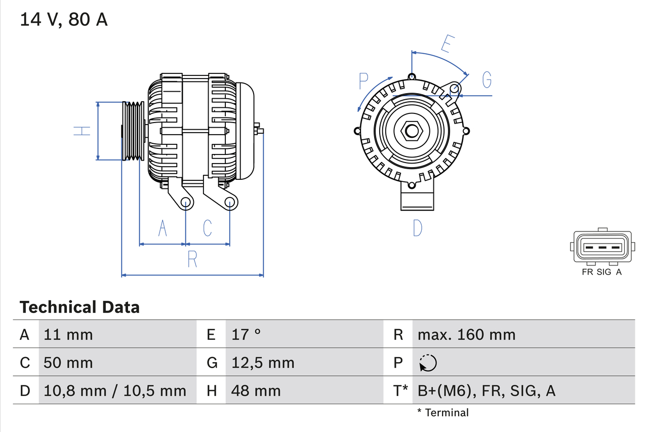 Generator / alternator 0 986 044 701 BOSCH
