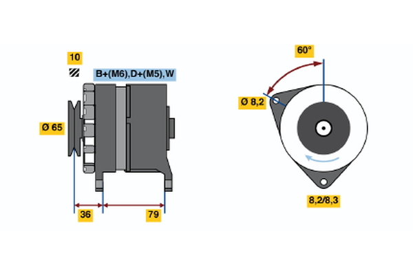 Generator / Alternator 0 986 044 751 BOSCH