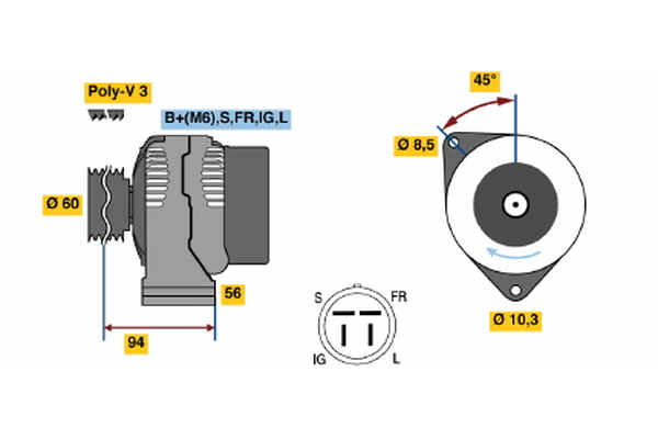 Generator / Alternator 0 986 044 791 BOSCH