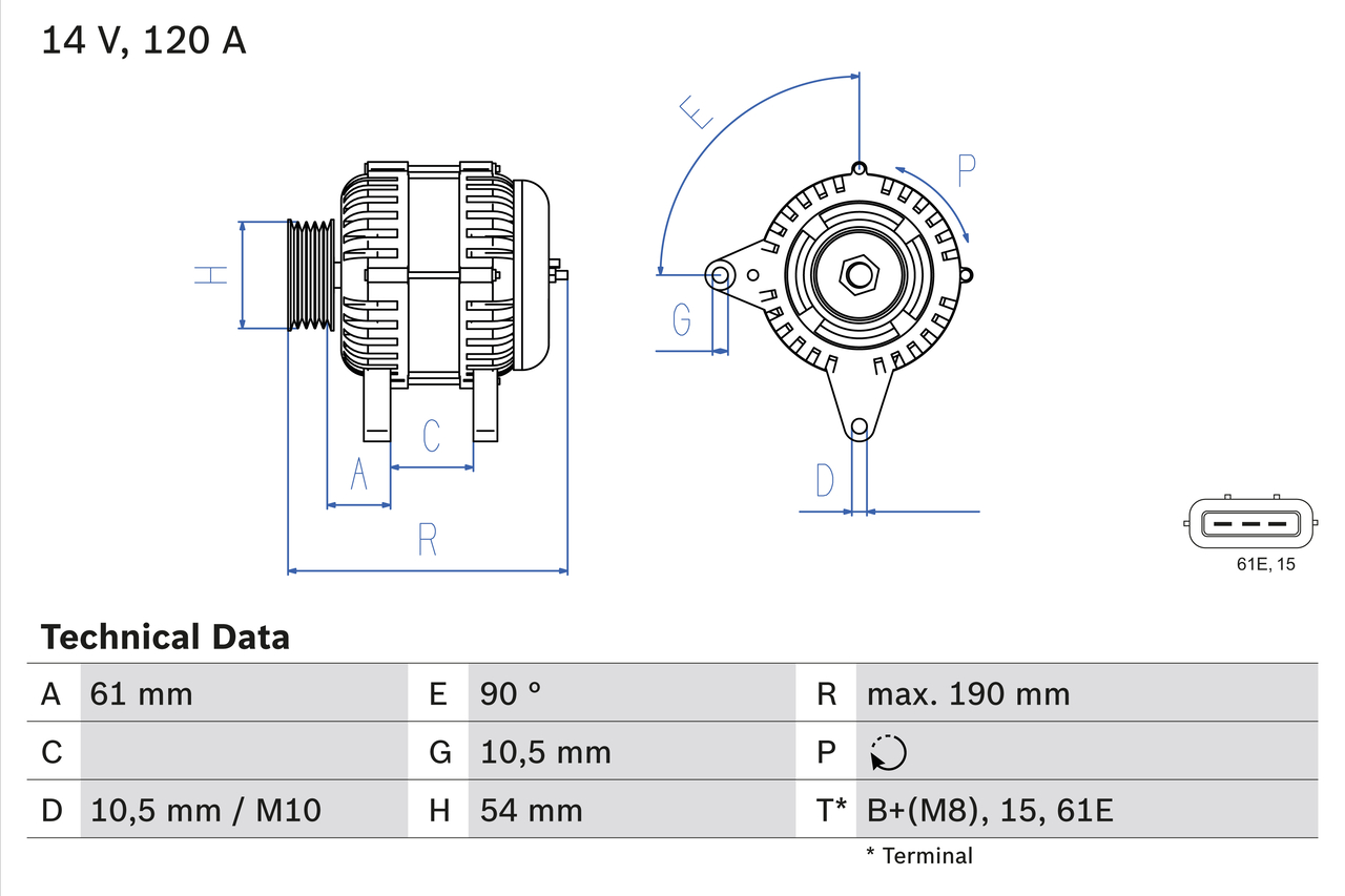 Generator / alternator 0 986 044 841 BOSCH
