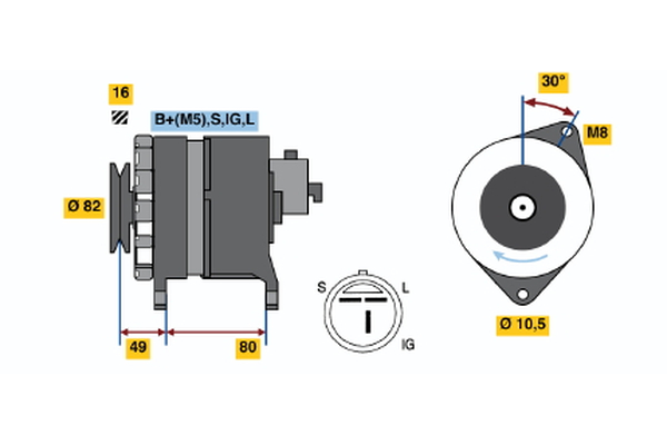 Generator / Alternator 0 986 045 001 BOSCH
