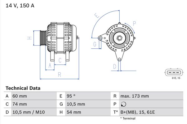 Generator / Alternator 0 986 045 031 BOSCH