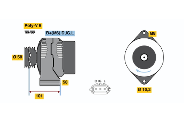 Generator / Alternator 0 986 045 051 BOSCH