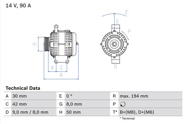 Generator / Alternator 0 986 045 181 BOSCH