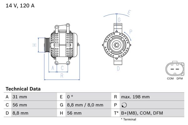 Generator / Alternator 0 986 045 380 BOSCH