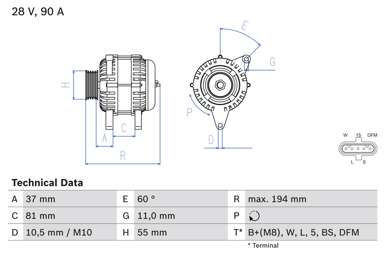 Generator / Alternator 0 986 045 430 BOSCH