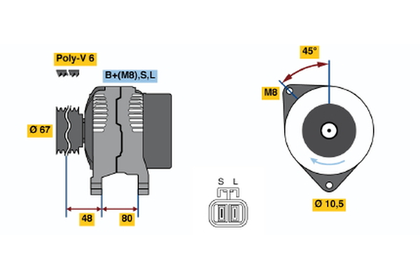 Generator / Alternator 0 986 045 641 BOSCH