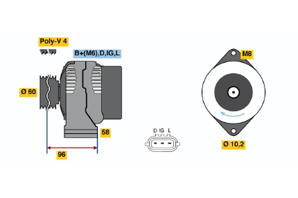 Generator / Alternator 0 986 045 781 BOSCH