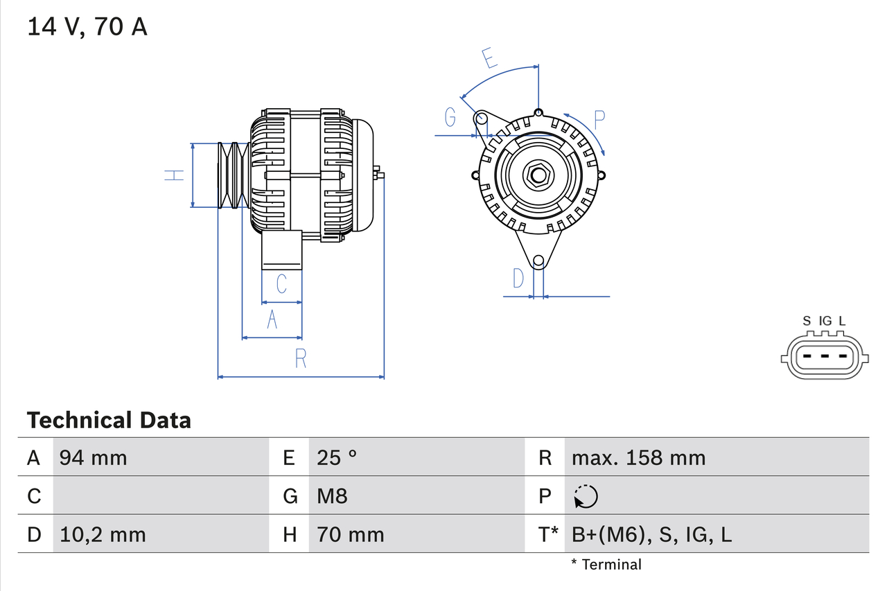 Generator / Alternator 0 986 045 891 BOSCH