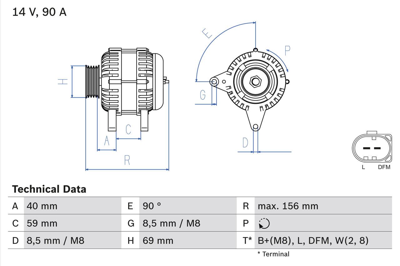 Generator / Alternator 0 986 046 050 BOSCH