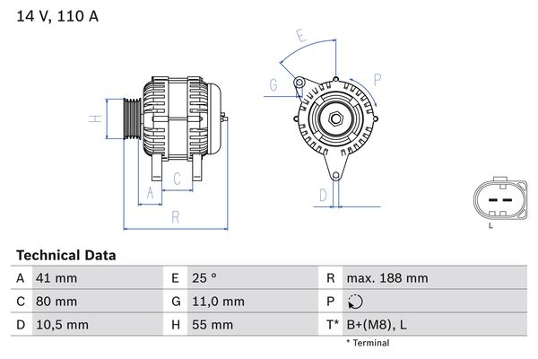 Generator / Alternator 0 986 046 060 BOSCH