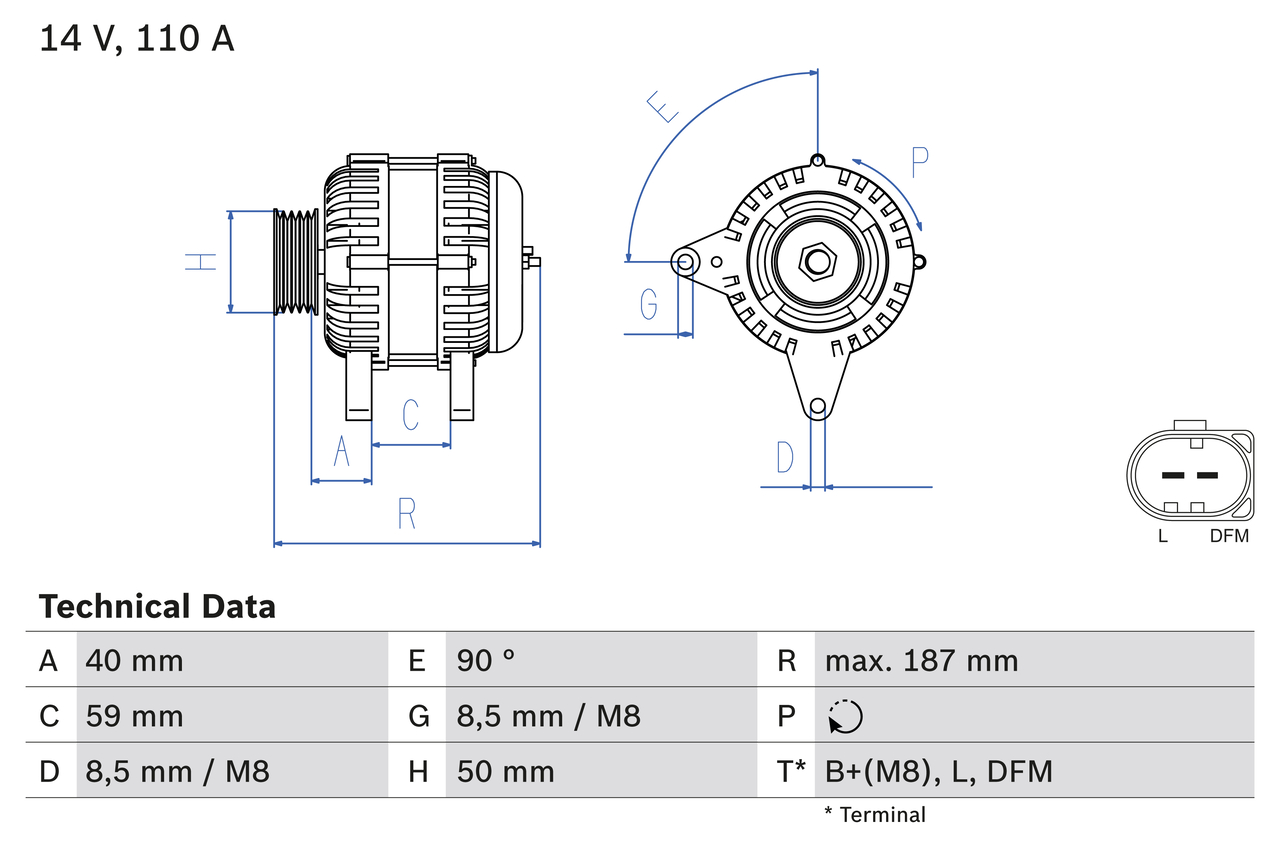 Generator / alternator 0 986 046 070 BOSCH
