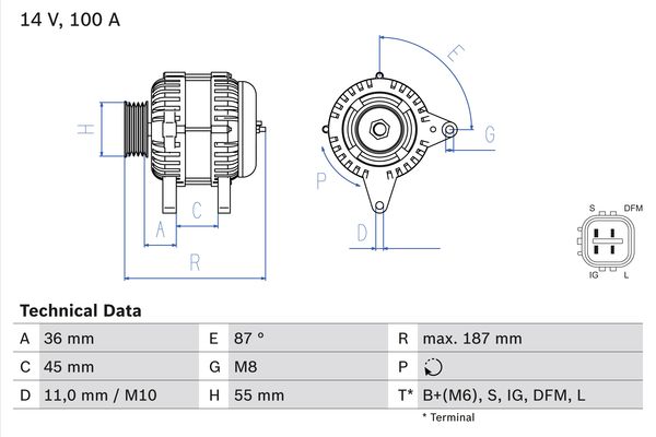 Generator / Alternator 0 986 046 120 BOSCH