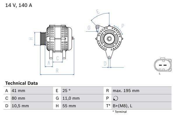 Generator / Alternator 0 986 046 210 BOSCH