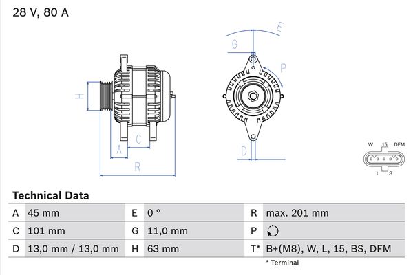 Generator / Alternator 0 986 046 290 BOSCH