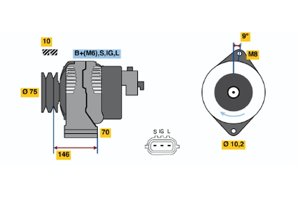 Generator / Alternator 0 986 046 381 BOSCH