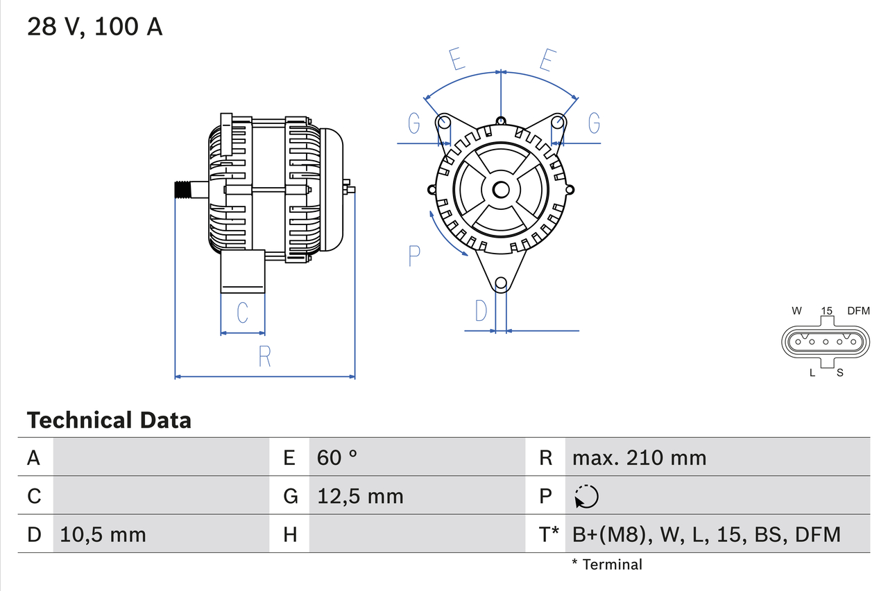 Generator / Alternator 0 986 046 570 BOSCH