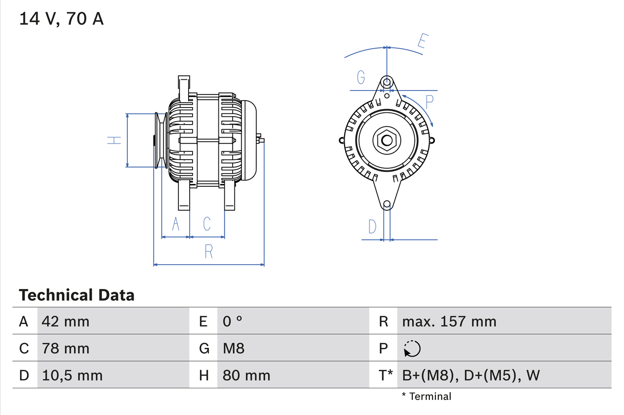 Generator / Alternator 0 986 047 200 BOSCH