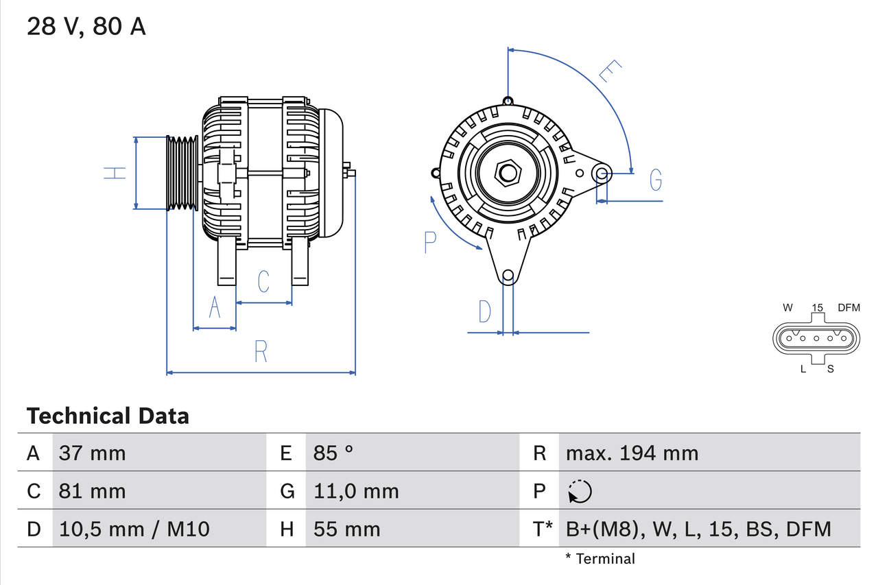 Generator / Alternator 0 986 047 410 BOSCH
