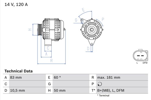 Generator / Alternator 0 986 047 540 BOSCH