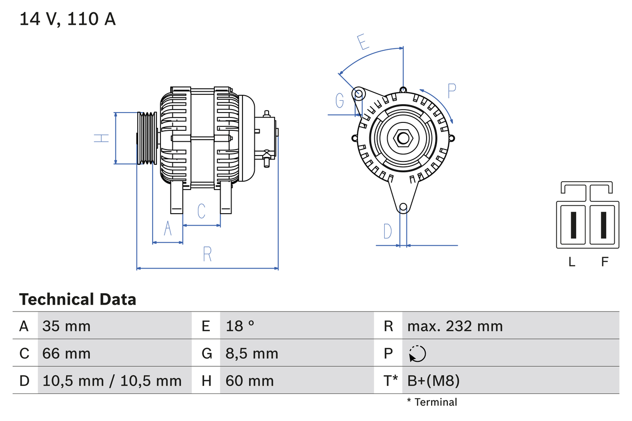 Generator / Alternator 0 986 048 301 BOSCH
