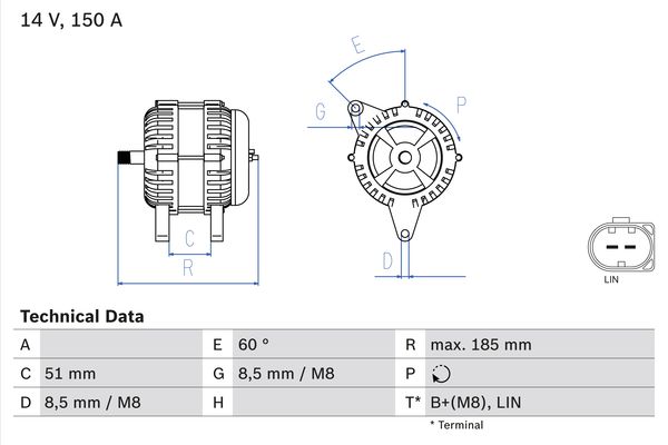 Generator / Alternator 0 986 048 380 BOSCH