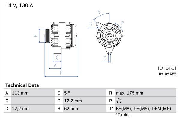 Generator / Alternator 0 986 048 801 BOSCH