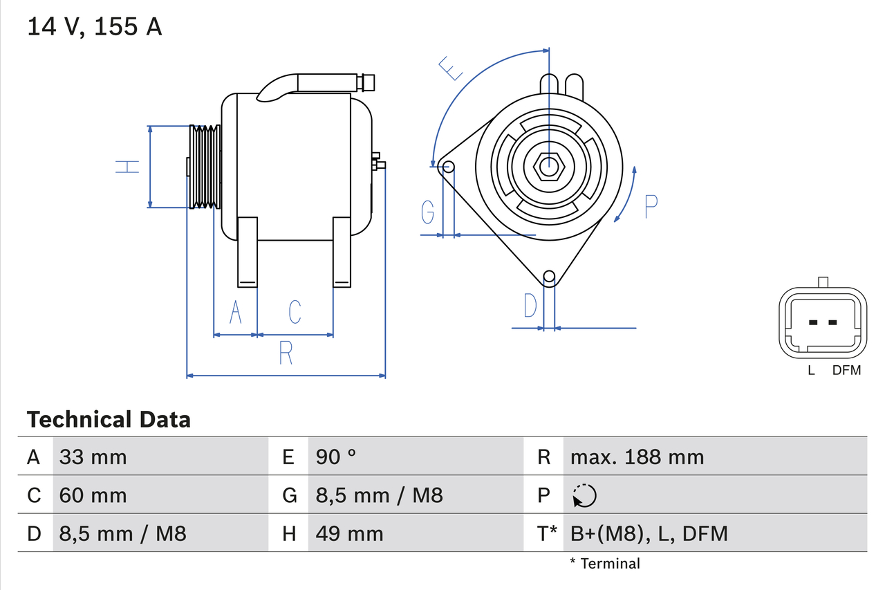 Generator / Alternator 0 986 049 450 BOSCH