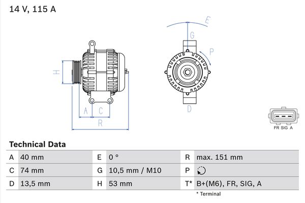 Generator / Alternator 0 986 049 460 BOSCH