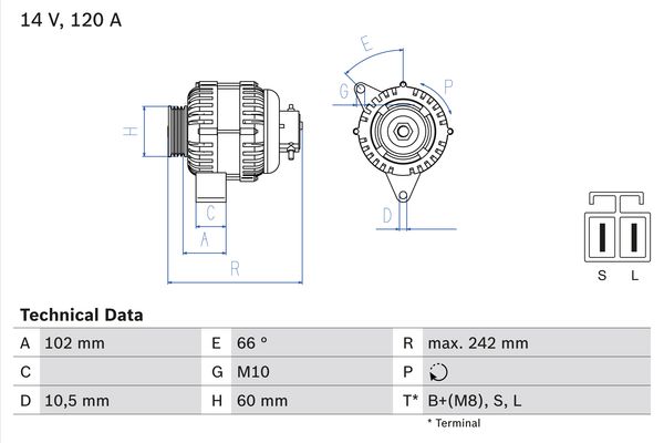 Generator / Alternator 0 986 049 550 BOSCH