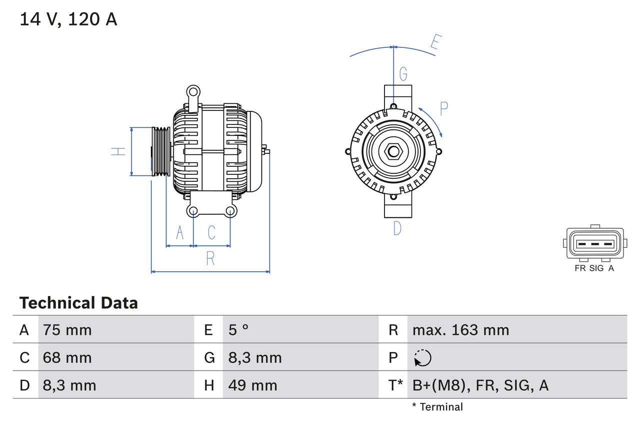 Generator / alternator 0 986 049 670 BOSCH