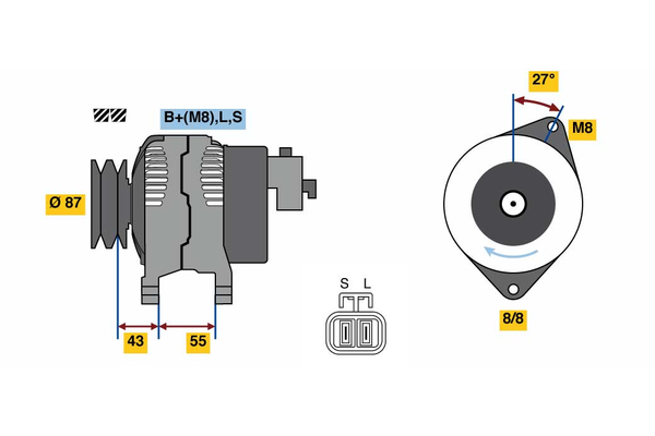 Generator / Alternator 0 986 080 020 BOSCH