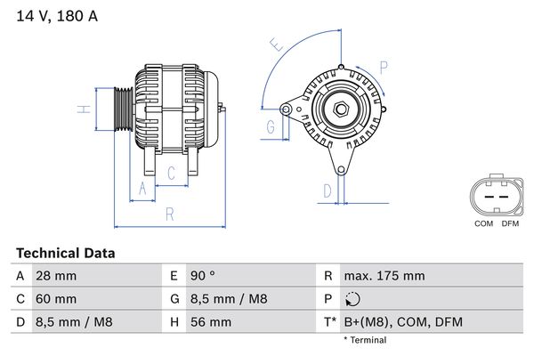 Generator / Alternator 0 986 080 090 BOSCH