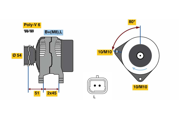 Generator / Alternator 0 986 080 110 BOSCH