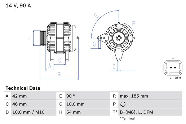 Generator / Alternator 0 986 080 190 BOSCH