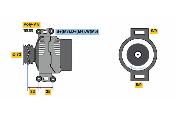 Generator / Alternator 0 986 080 310 BOSCH