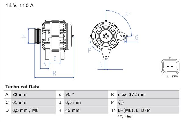 Generator / Alternator 0 986 080 330 BOSCH