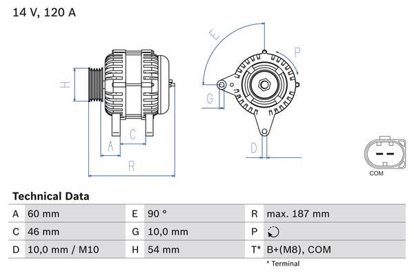 Generator / Alternator 0 986 080 350 BOSCH