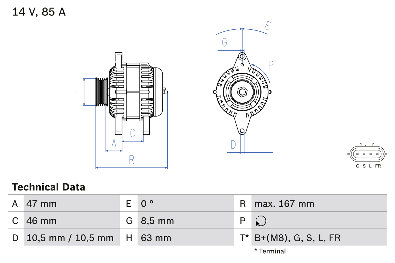 Generator / Alternator 0 986 080 480 BOSCH