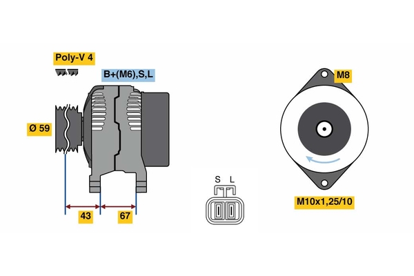 Generator / Alternator 0 986 080 520 BOSCH