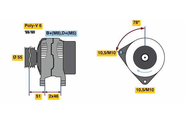 Generator / alternator 0 986 080 530 BOSCH