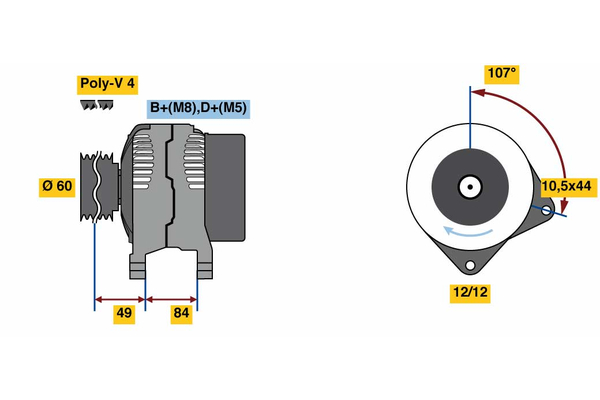 Generator / Alternator 0 986 080 550 BOSCH