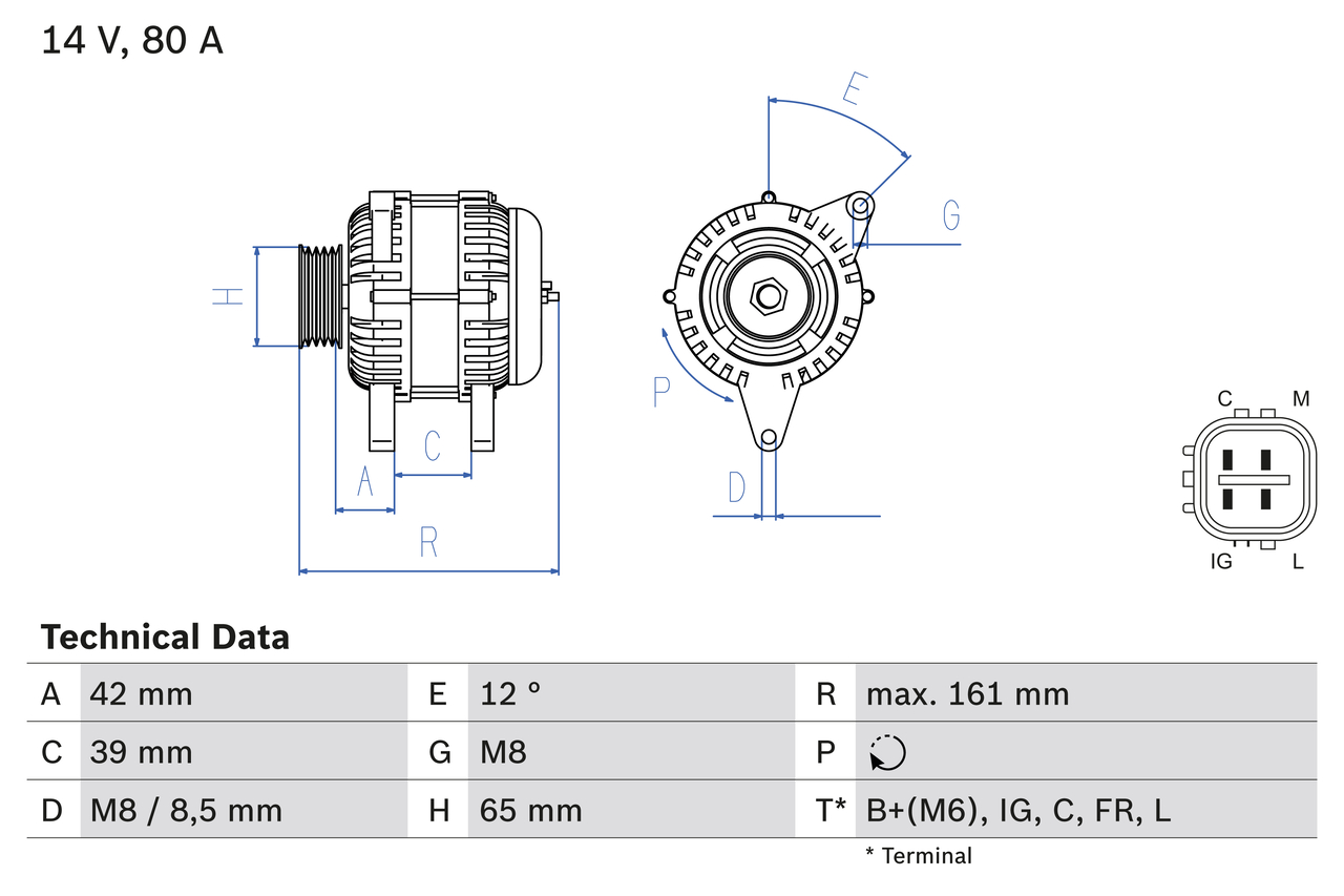 Generator / Alternator 0 986 080 570 BOSCH