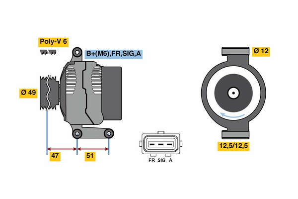 Generator / alternator 0 986 080 750 BOSCH