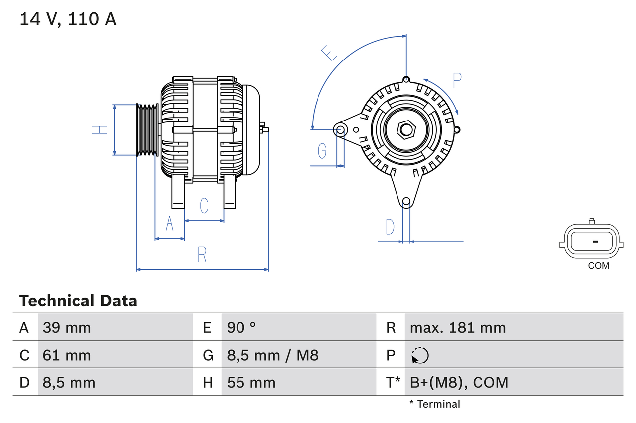 Generator / Alternator 0 986 080 800 BOSCH