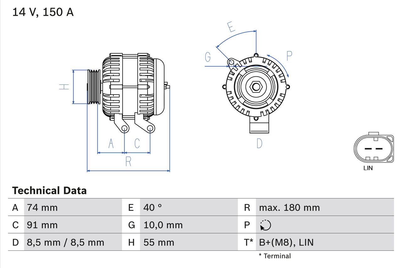 Generator / Alternator 0 986 080 810 BOSCH