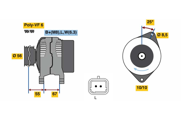 Generator / Alternator 0 986 080 870 BOSCH
